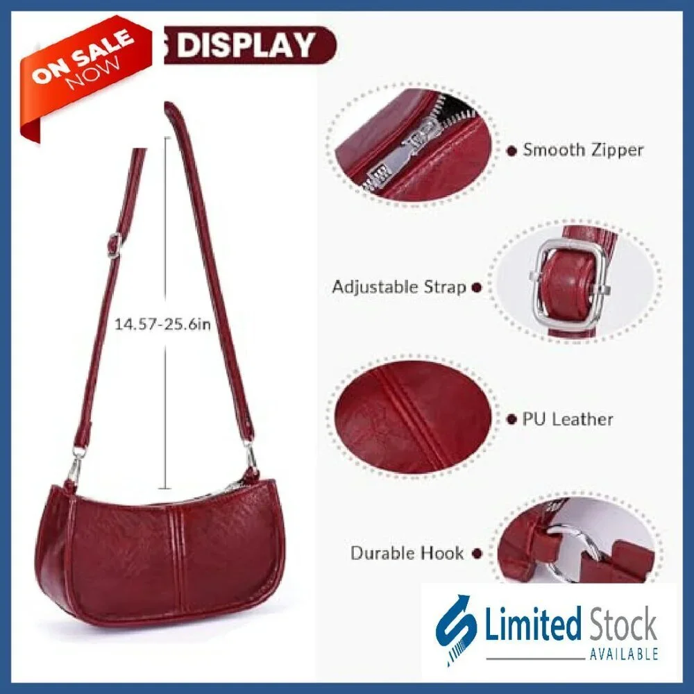 Small Studded Leather Hobo Bag with Dual Straps for Daily Use